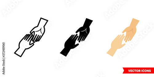 Help icon of 3 types color, black and white, outline. Isolated vector sign symbol.