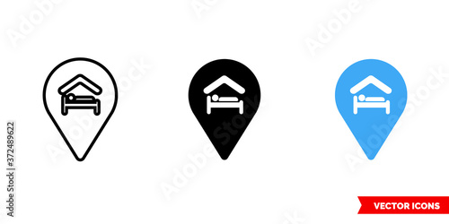 Hostel icon of 3 types color, black and white, outline. Isolated vector sign symbol.
