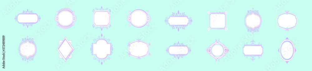 set of modern funky frames cartoon icon design template with various models. vector illustration isolated on blue background set of modern funky frames cartoon icon design template with various models. vector illustration isolated on blue background