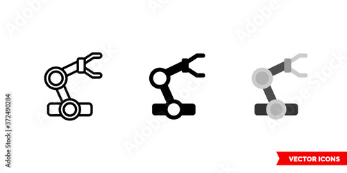 Industry robot icon of 3 types color, black and white, outline. Isolated vector sign symbol.