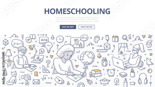 Homeschooling Doodle Concept