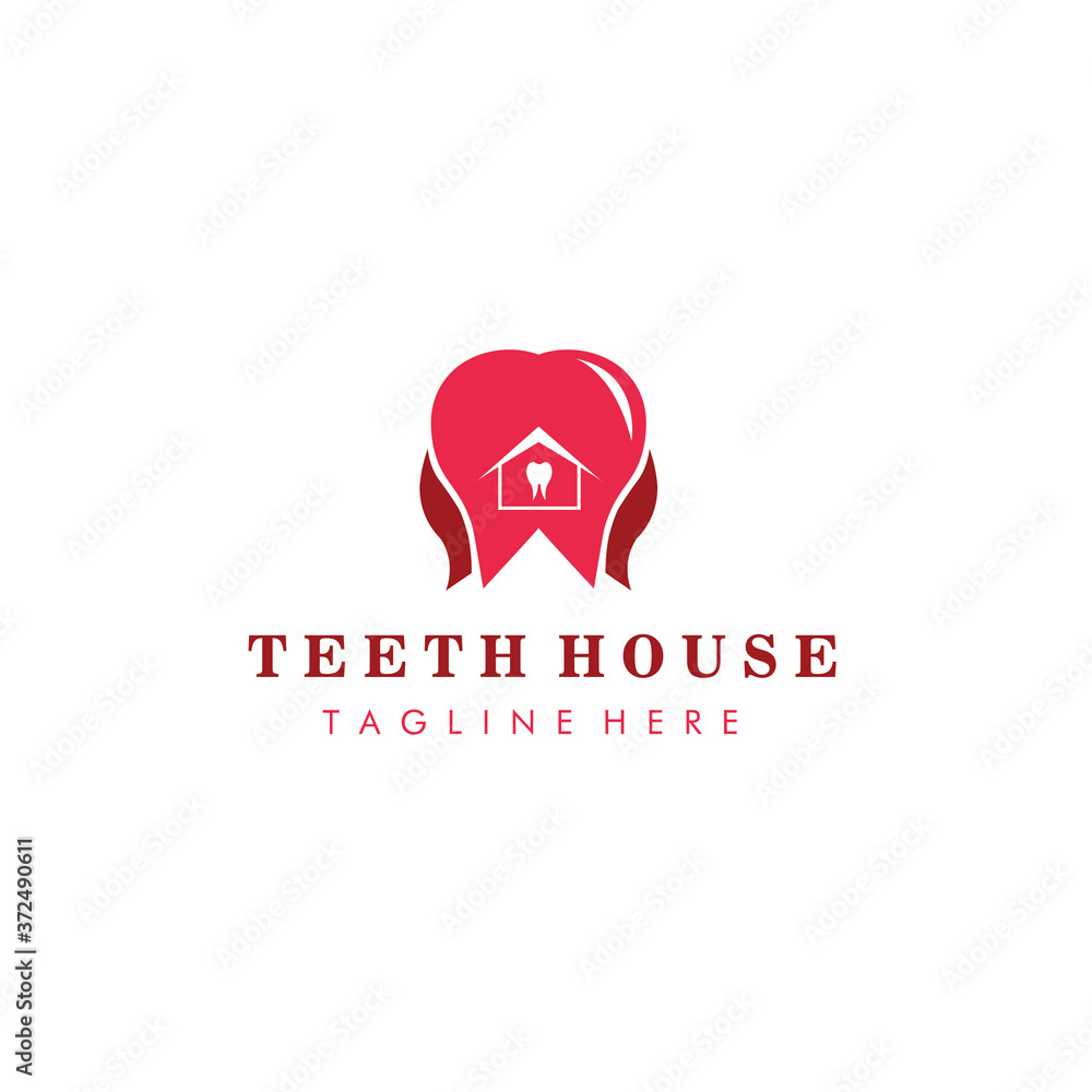 Obraz premium home dental logo vector illustration color design