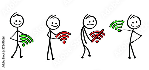 Kids playing running, jumping Happy smile stickman emoji icons Funny comic walk stick figures man, woman Vector emotions sign drawing Talking cartoon person jump, walking and play