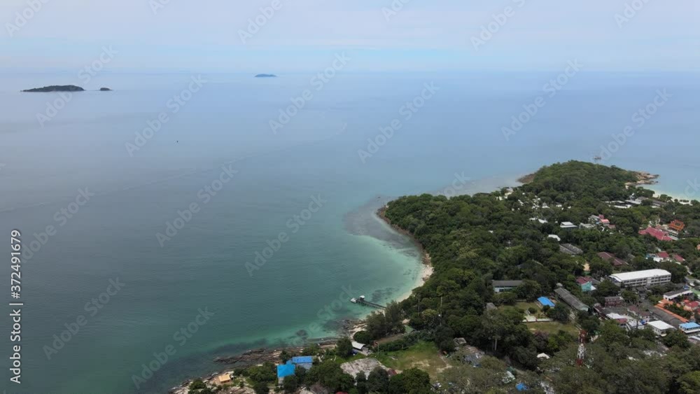 Aerial top view drone shot, tropical island a bright summer day blue sky on background. Aerial top view drone shot, tropical island a bright summer day blue sky on background.