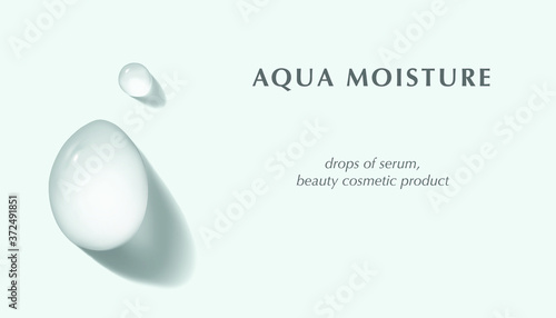 Hyaluronic moisturizer serum fluid drops isolated realistic vector illustration. Concept moisturizing facial vitamin essence skincare product on pastel blue background