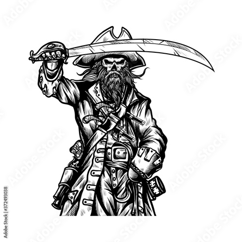 pirates holding sword vector illustration