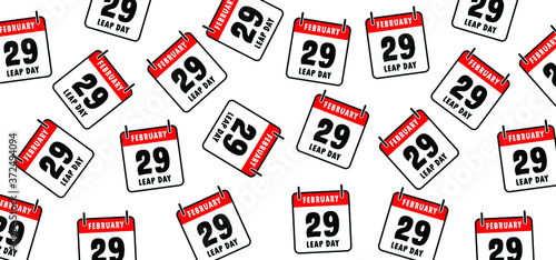Happy Leap day or leap year slogan. Calendar page month 29 February,  2020 and 366 days. 29th Day of february, today one extra day. line pattern banner Fun vector icon sign                           