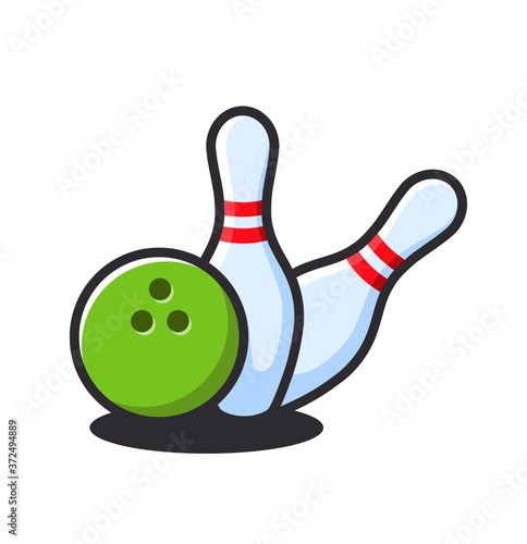 Bowling pins with ball icon. Bowling game. Bowling ball and pin icon. Simple icon skittles with ball. Logo template. Bowling club, tournaments. Sport icon. Transparent background.