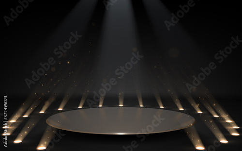 Metal podium with spot lights effect