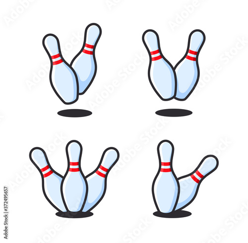 Bowling pins with ball icon. Bowling game. Bowling ball and pin icon. Simple icon skittles with ball. Logo template. Bowling club, tournaments. Sport icon. Transparent background.