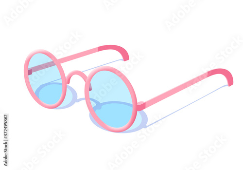 Pink fashion stylish glasses with blue tinted glass