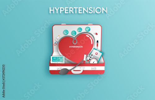 Hypertension patient treatment Concept. Blood pressure monitor. Complication of body and gender. Suitable For Wallpaper, Banner, Background, Card, Book, And Web LandingPage.Vector Illustration