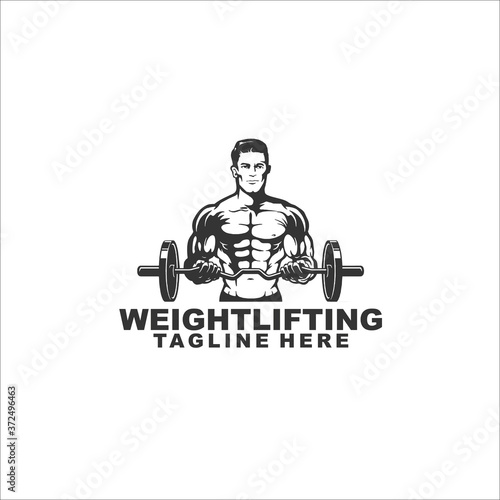 weightlifting logo design template silhouette vector icon
