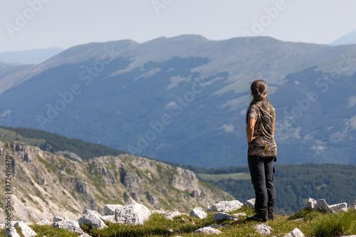 Hiking guide on top of the mountain. © Gennaro Leonardi