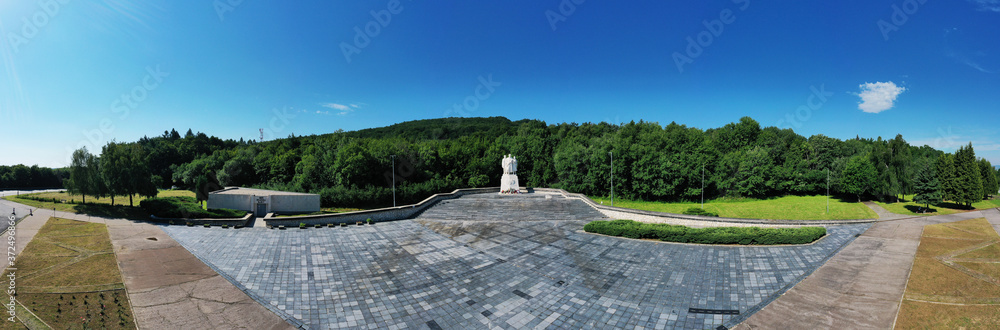 Aerial view of the SNP monument in the Dargovsky priesmyk locality in Slovakia