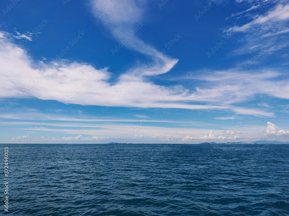 Blue sea with sky and clouds Blue sea with sky and clouds