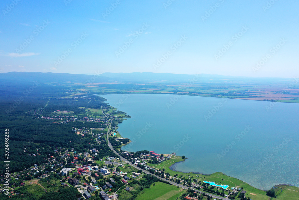 Obraz premium Aerial view of Zemplinska Sirava reservoir in Slovakia