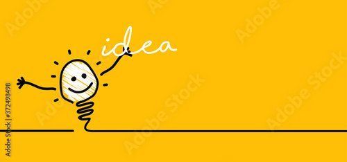 Comic brain electric lamp idea doodle. FAQ, business loading concept. Fun vector light bulb icon or sign ideas. Brilliant lightbulb education or invention pictogram banner