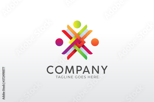 Abstract group people Logo, 3D style Logo Design Template,vector illustration

