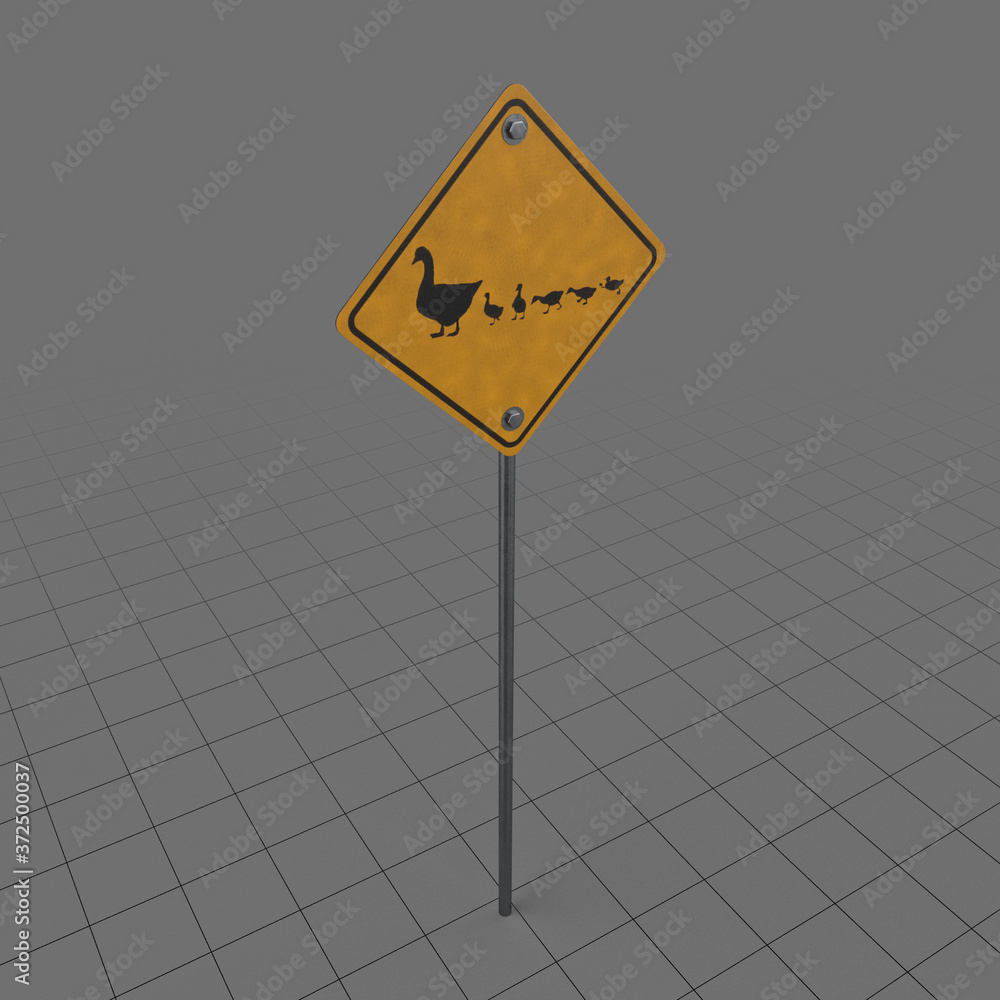 Duck crossing sign Stock 3D asset | Adobe Stock