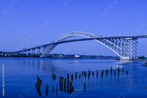 Bayonne Bridge in Bayonne, NJ with pier pilings