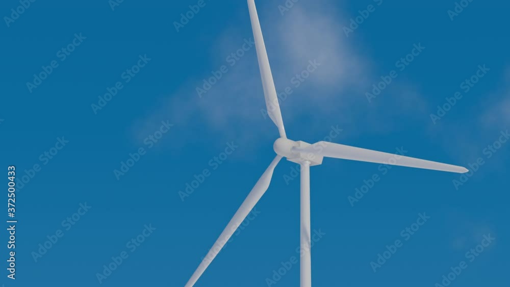 風力発電のプロペラが自然の風力で回るCG動画 風力発電のプロペラが自然の風力で回るCG動画