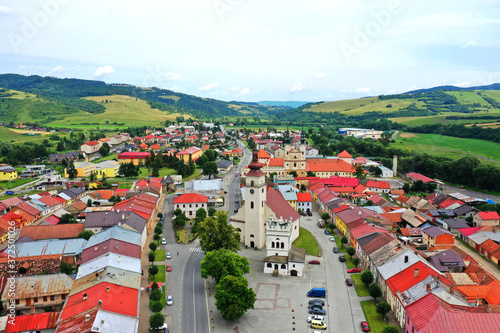 Aerial view of the historic center of Podolinec in Slovakia photo