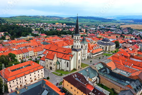 Aerial view of the historic center in Levoca, Slovakia 