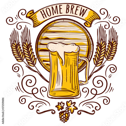 Home brew craft beer brewery decorative emblem