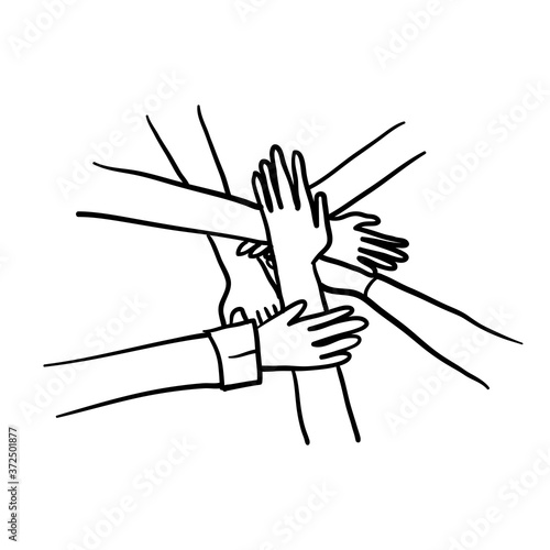 hand drawn hands holding each other symbol for Diversity Business Team ilustration doodle