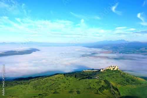 Aerial view of Spissky Castle in Spisske Podhradie, Slovakia