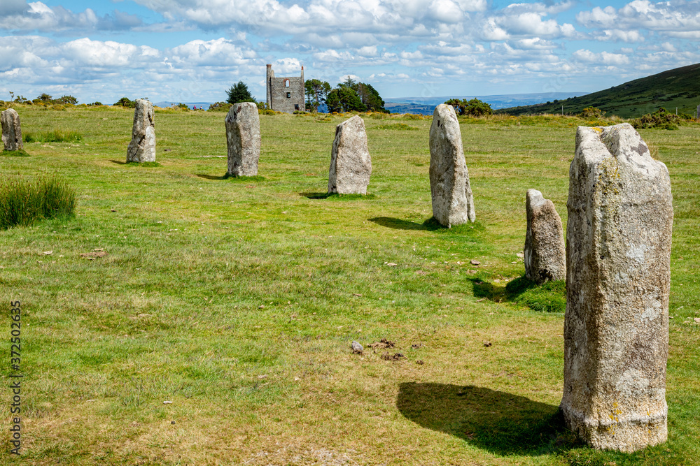 The Hurlers stone circle at Minions Bodmin Moor 