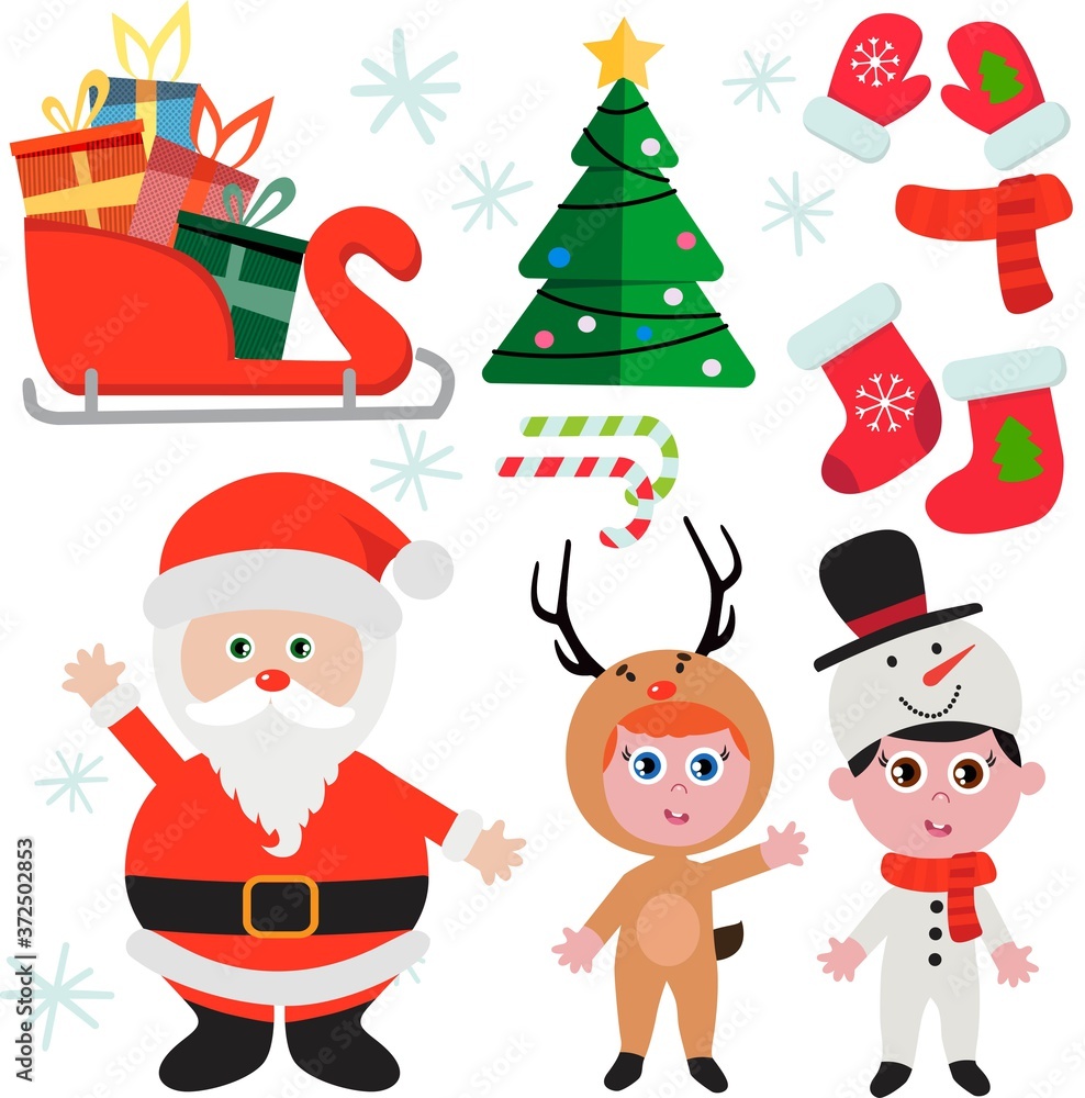 Print Vector cartoon icons of Christmas Santa Claus. Decorative elements. Print Vector cartoon icons of Christmas Santa Claus. Decorative elements.