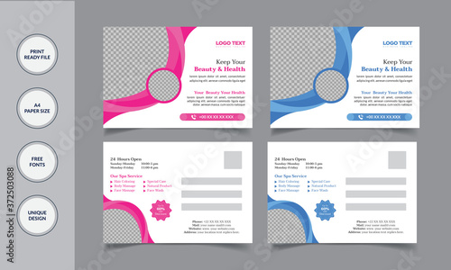 Beauty Spa Massage Post Card Template for 
Abstract Design.