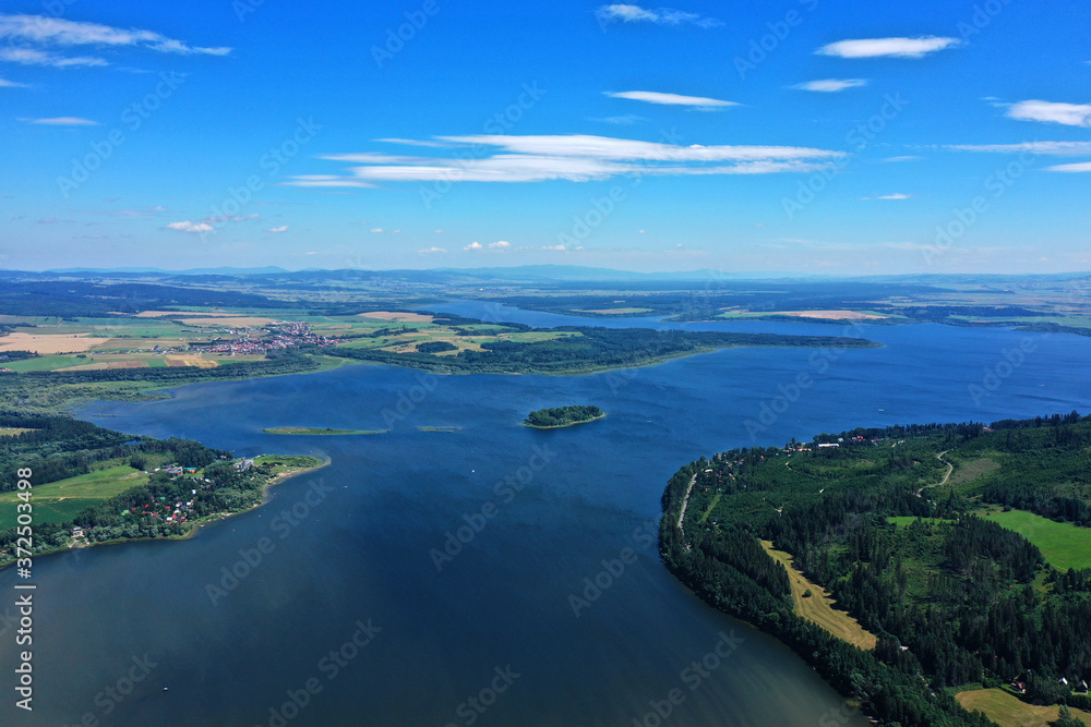 Aerial view of the Orava dam in the town of Namestovo in Slovakia
