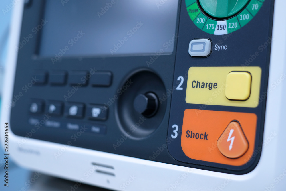 Fototapeta premium Defibrillator machine. Defibrillation is a treatment for life-threatening cardiac arrhythmias.