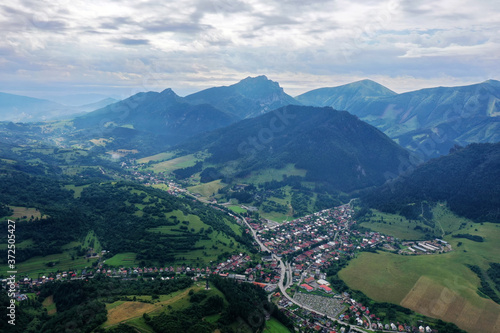 Aerial view of the village of Terchova in Slovakia 