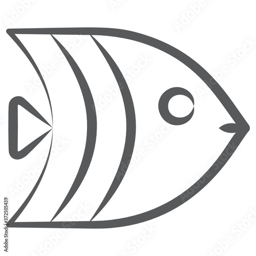 
Aquatic animal, icon of angelfish in doodle line style 

