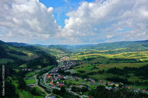 Aerial view of the village of Nova Bystrica in Slovakia