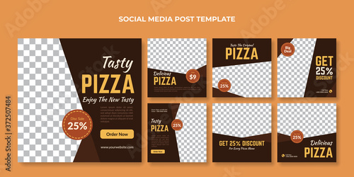 Tasty pizza social media post template. Food banner for restaurant