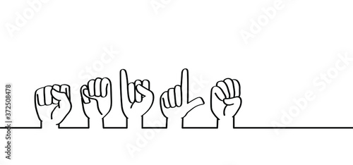Hand spelling. Deaf sign language signs SMILE Fingerspelling alphabet.. Vector drawing srmiling icon. Smiles line pattern  Fun symbol for emoticons smiley. Happy Happiness day or World Smile day.  