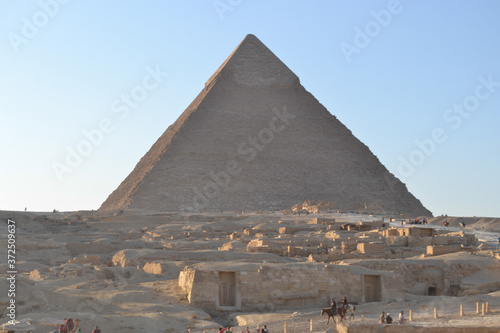 The Great pyramids of Egypt in Giza  Cairo  on sunset