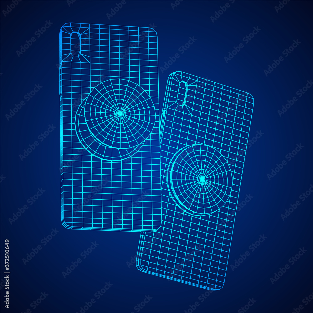 Obraz premium Smartphone Cellphone Pop Socket Holder. Wireframe low poly mesh vector illustration.