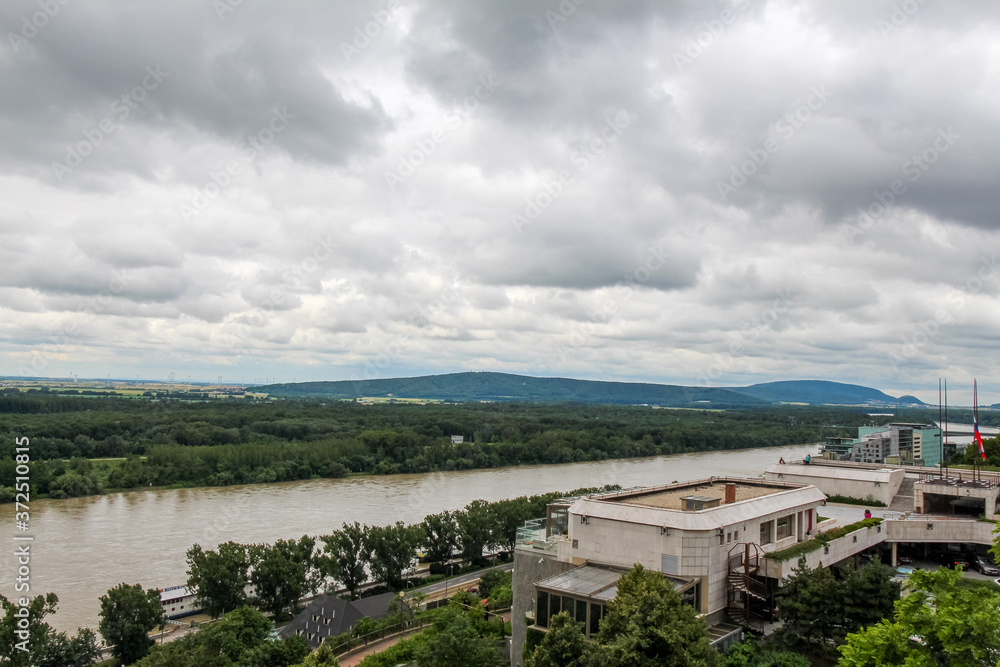 A view over the National Council of The Slovak Republic and Danube, Bratislava