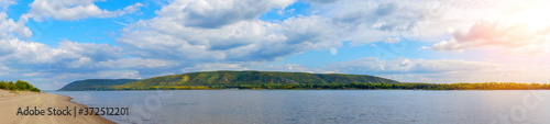 Panorama of the Big Volga river in front of the Zhiguli mountains © pro2audio