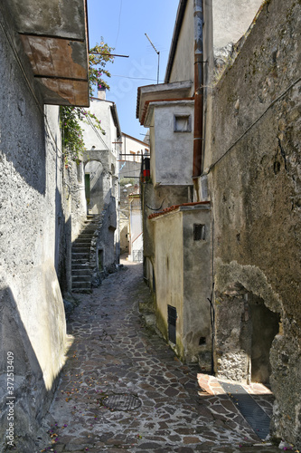 Fototapeta Naklejka Na Ścianę i Meble -  A narrow street among the old houses of Orsomarso, a rural village in the Calabria region.