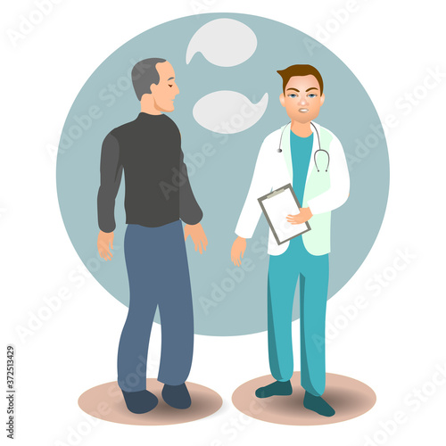 doctor with patient. vector flat illustration for advertising medical services.