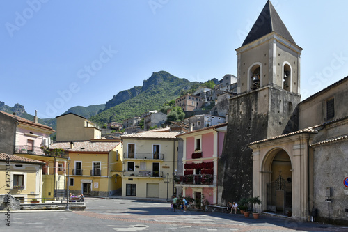 The square of Orsomarso, a rural village in the Calabria region. photo