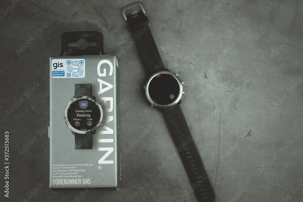 Bangkok, Thailand - August 19, 2020 : Smart watch brand of Garmin  Forerunner 645 Stock Photo | Adobe Stock