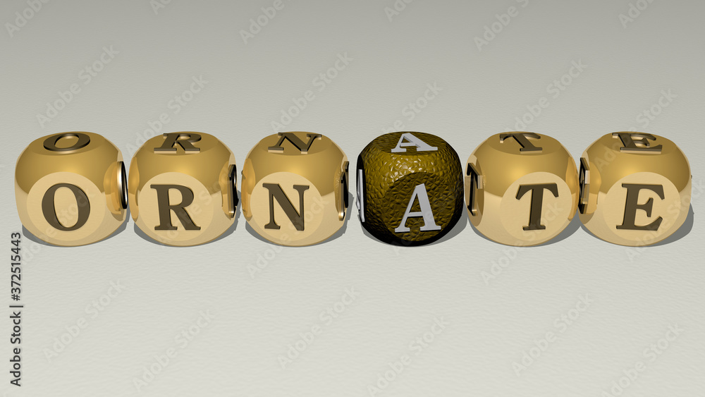 ornate text by cubic dice letters, 3D illustration for background and pattern ornate text by cubic dice letters, 3D illustration for background and pattern